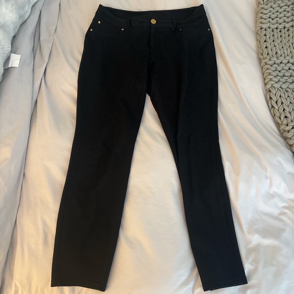 Black Pants with Gold Accents